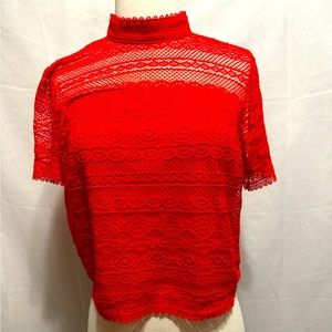 Red lace guess shirt with sheer  back